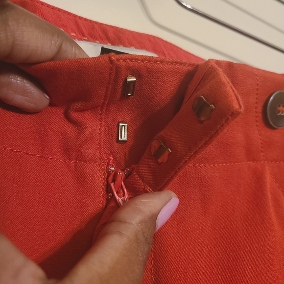 Anthropologie | Women's Red Essential Slim Pants With Side Buttons (US Size 4) - Picture 6 of 16